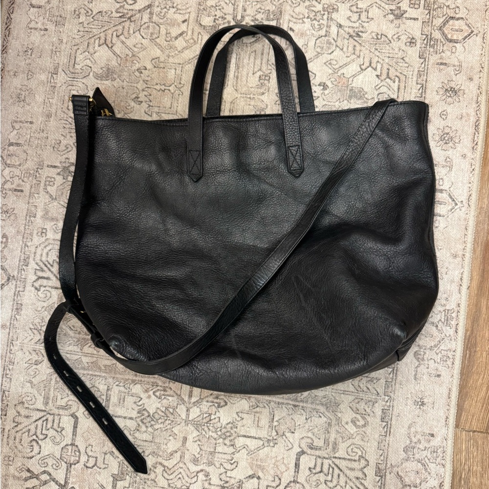 Madewell Black Leather Tote Bag